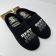 NEW Men's dluxe Dearfoams Best Dad Slippers Houseshoes - Black medium 8-9 picture