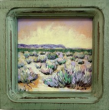 New Mexico Desert Original Landscape Painting Framed 6x6 Southwest Art picture