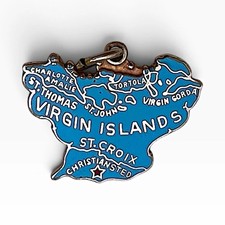 Vintage 14K Gold Enamel Virgin Islands Map Charm Pendant Church & Company picture