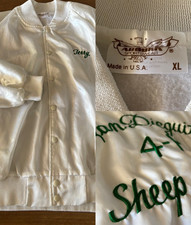 Vintage Auburn Sportswear XL White Satin Snap Jacket 4-H Sheep Swine San Deguito picture