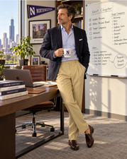 Brioni Mens Super 140s Wool Double Pleat Dress Pants Beige Khaki Italy Sz 42 NWT picture