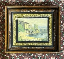 Hudson River School watercolor painting With Wood Eastlake Frame picture