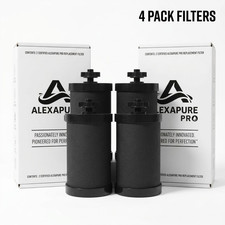 4 Pack Alexapure PRO 2387 Replacement Water Filter 4 Filter Pack Black picture