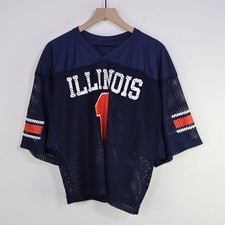 Vintage Illinois Fighting Illini Practice Football Jersey Large Navy Mesh NCAA picture
