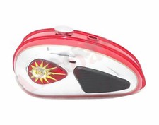 New BSA C15 Red Painted Chrome Petrol Fuel Tank With Knee Pad Cap &Tap ECs picture