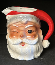Vintage BRINN'S 24 oz  winking Santa  Christmas Pitcher Japan 6