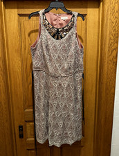 Lovely by Adrianna Papell Pink Lace Beaded Sequin Round Neck Sheath 18W picture