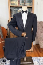 LNWOT EXCEPTIONAL Superfine Wool Midnight Black Brioni Peak Tuxedo 46L US 56L IT picture