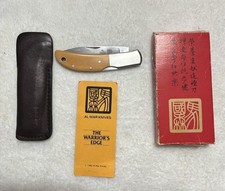 Early Al Mar Hawk 1002WM Ivory Micarta Handles - Orig Box - Pouch - Warrior Card picture