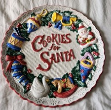 Vintage 1995 Fitz Floyd Omnibus Hand Painted Cookies For Santa 3D Ceramic Plate  picture