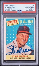 STAN MUSIAL 1958 Topps #476 All-Star Autograph PSA/DNA Authentic AUTO 10 picture
