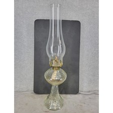 Vintage DABS Portugal Clear Glass Oil Lamp Swirl Base Kerosene Lantern 18.5
