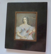 SIGNED Antique Victorian Portrait Miniature 'Louisa Fairlie'  Circa 1840-50 picture