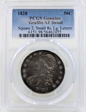 1828 Capped Bust Half Dollar Graffiti-XF Detail PCGS Genuine picture