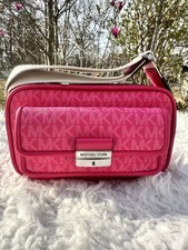AUTHENTIC Michael Kors Pocket crossbody dragonfruit mk logo leather NWT picture