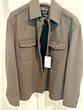 REISS Liam Twin Pocket Overshirt Jacket Khaki Green Mens Large NWT $298 Wool picture