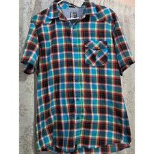 Billabong, Men's Plaid, Short-Sleeve Button Down, Sz Med picture