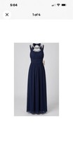 NWT Trixxi Navy Blue Floor-Length Formal Gown Sz 22W Plus Beaded Neckline Maxi picture