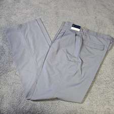 Oleg Cassini Mens 36x34 Trousers Gray Pleated Front Rear Flap Patch Pockets NEW picture