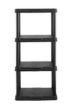 4-Shelf Black Plastic Storage Shelf, 22