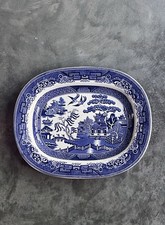 Antique William Alsager Adderley Blue Willow Stoneware Platter England 1875-1885 picture