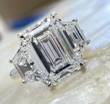 IGI 6.00Ct Emerald-Cut EF/VS1 Lab Grown Diamond Engagement Ring 14k White Gold picture