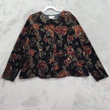 Vintage Coldwater Creek Jacket Womens 2X Black Multicolor Metallic Velvet Floral picture