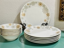 Vintage Dansk Snowflake Dinner DINNER  Plates And Bowls Set Of 6 Each picture