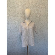 Madewell Womens XXS White Black Cotton Boxy Striped Short Sleeve Button Down picture