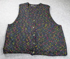 Vintage Stefano Basics Sweater Womens 2XL Black Mohair Cardigan Vest Sleeveless picture
