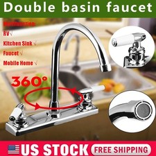 8Inch Chrome High Arc Kitchen Faucet 2Handle Sink Mixer Tap Deck Mounted Plastic picture