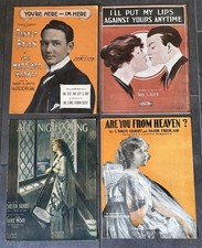 Antique Sheet Music Lot (4) Love Songs Early 20th Century Vintage Cover Designs picture