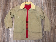 VTG LL Bean Jacket Mens Medium Wool Liner Field Barn Chore Coat Duck Cotton picture