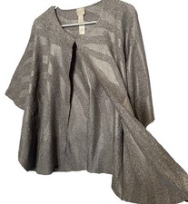 Chico's Lightweight Cardigan 1 Gray Textured Pattern Stretch Knit Outfit Topper picture