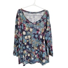 Habitat Clothes to Live In Womens XL Cotton Abstract Geometric V-Neck Top Boho picture