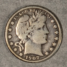 1907-O Barber Silver Half Dollar 50c New Orleans Mint Circulated VG Very Good picture