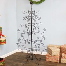 Metal Christmas Tree Ornament Display with Hooks, 60” H, Black by Sunnydaze picture