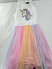 Xtraordinary Girls Unicorn Rainbow Tulle Maxi Dress Halter Sleeveless 16 picture