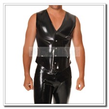 Latex Vest Men's Sleeveless Tank casual Cool Black Classic Slim Customize H9-1 picture