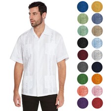 vkwear Men's Guayabera Cuban Beach Wedding Casual Short Sleeve Dress Shirt picture