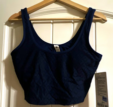 lululemon Women's Textured Mesh Tennis Tank Built-In Bra Cropped Blue M picture