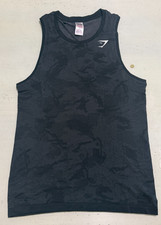 Gymshark Geo Seamless Tank Black Charcoal Camo Slim Fit Men's Medium picture
