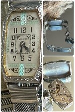 1930’s Ladies Art Deco Enamel  Warwick Watch~ Matching Deco Wire Mesh Band picture