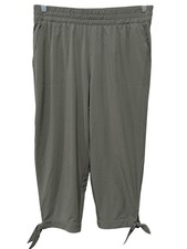T by Talbots Cropped Pants Women Sz M Petite Green Pull On Stretch Casual picture