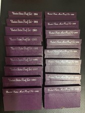 1984-1993 U.S. Mint Proof Sets Lot 17 Sets Vintage Original Packaging picture