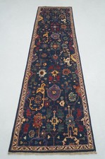 3x10 ft Navy Blue Bidjar Afghan Hand knotted Oriental Runner Rug picture