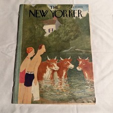 Vintage The New Yorker Magazine July 10 1943 WWII William Cotton Cows Cover Art picture
