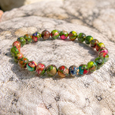 Natural Imperial Jasper Bracelet 10mm Round Gemstone Healing Reiki Jewelry Gift picture