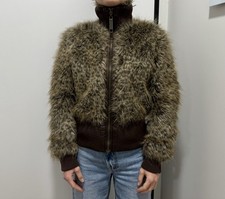 DDP River Island vintage Faux Fur Y2K Jacket 2000`s swag leopard print size 10 picture