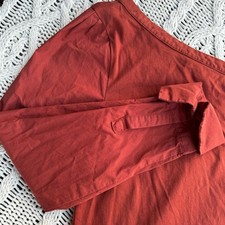 Farrow One-Shoulder Rust Cotton Blouse Medium Minimalist Cut Out Feminine picture